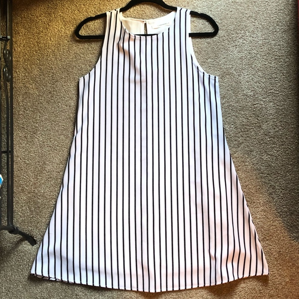 Formal pinstriped dress